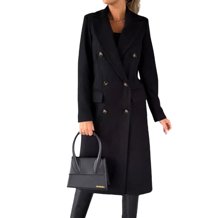 Elegant double-breasted women's coat with fitted silhouette Lune London