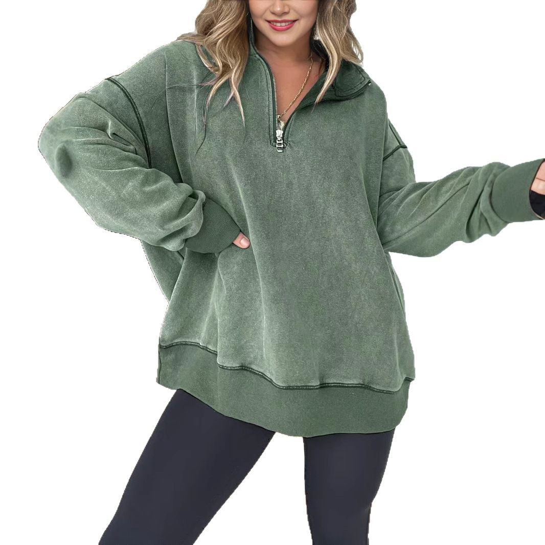 Ladies Comfortable Fleece Pullover with Half-Zip Lune London