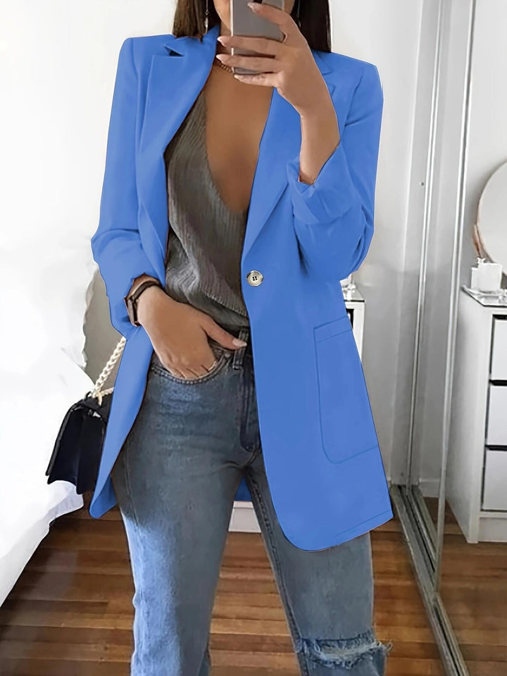 Elegant women's jacket with a deep V neckline and practical pockets Lune London