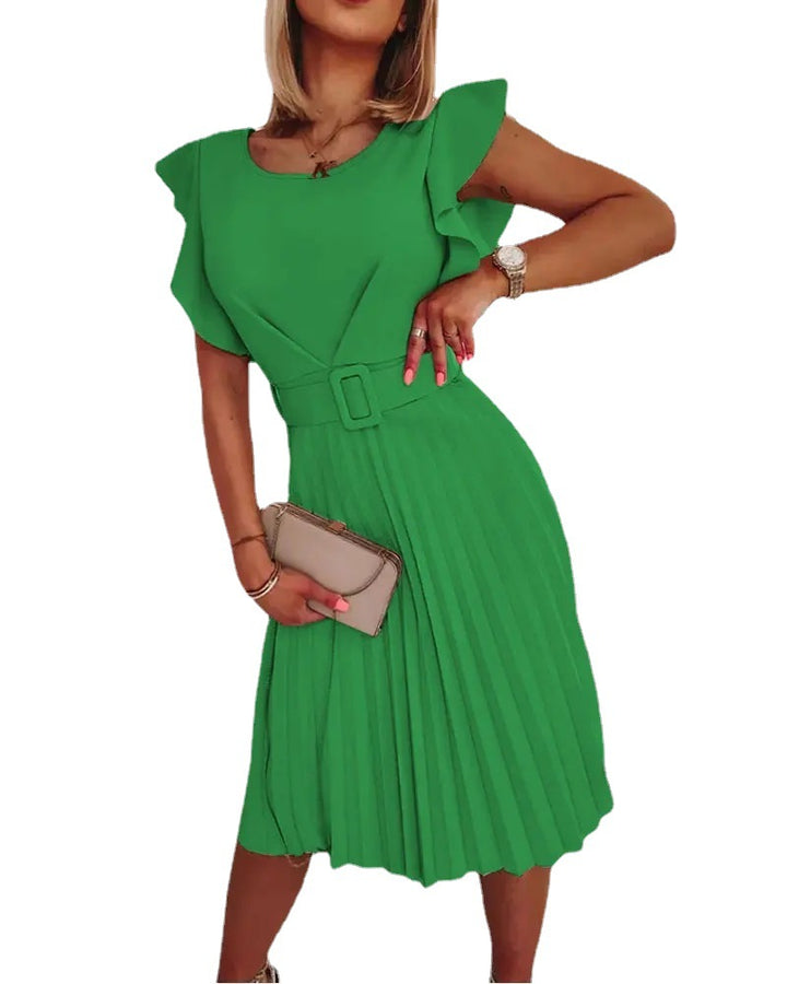 Pleated women's skirt with belt midi dress Lune London