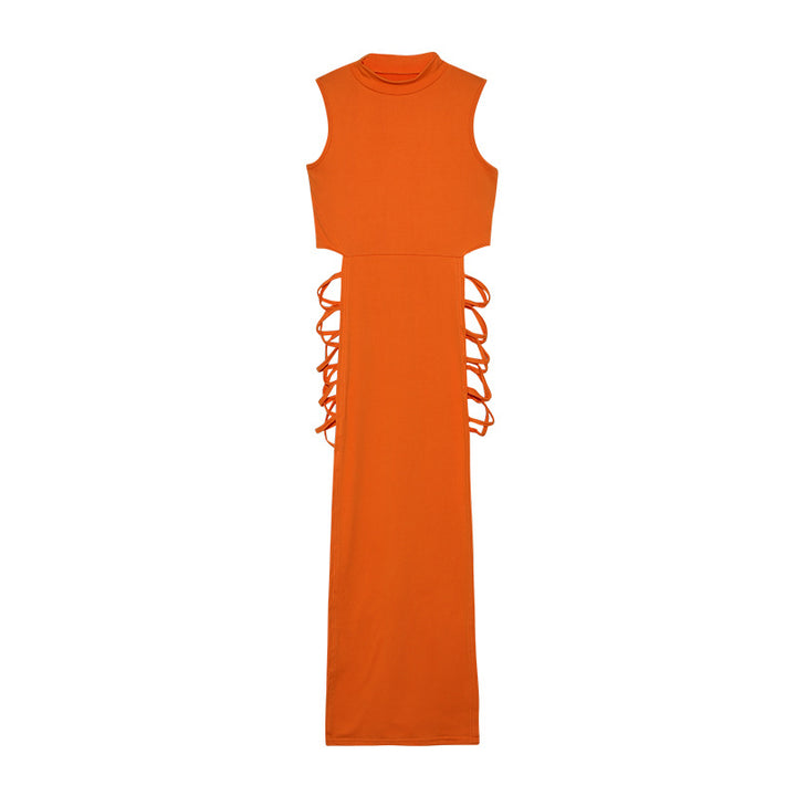Maxi sleeveless dress with cutouts for women with laces on the side Lune London