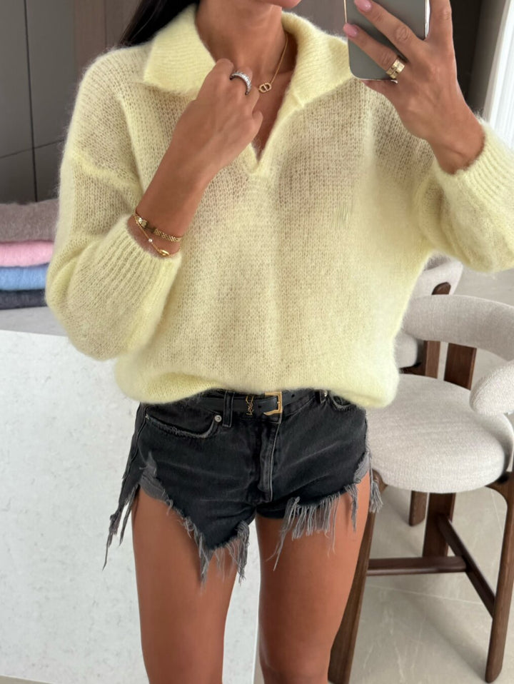 Ladies Soft V Sweater with Trendy Collar and Comfortable Fit Lune London