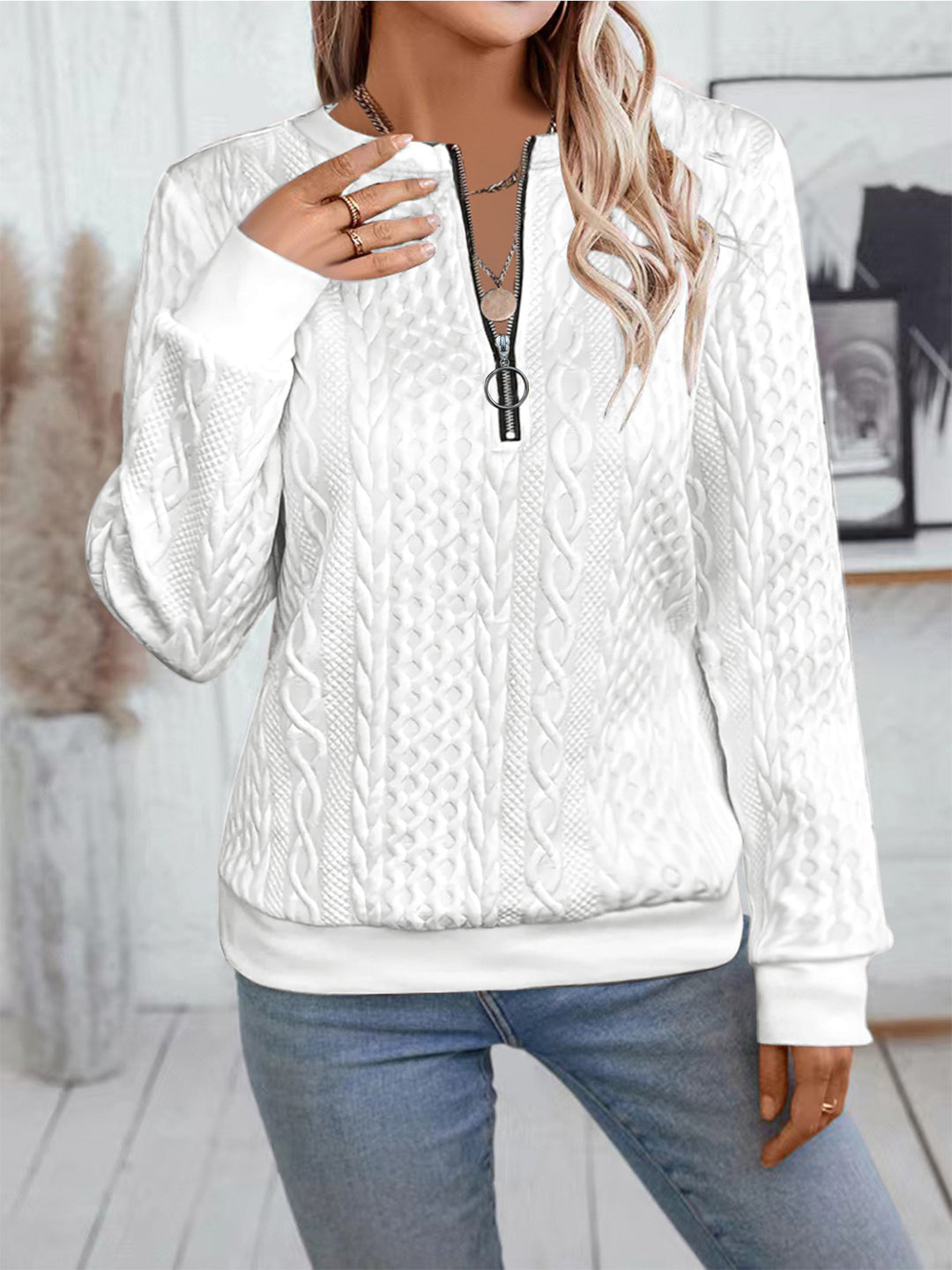 Pull en tricot à fermeture éclair pour femmes Lune London