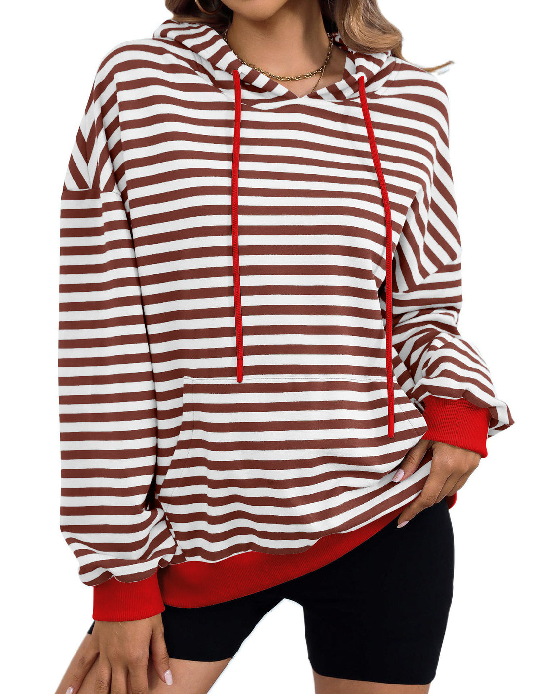 Casual hoodie for ladies with colorful striped pattern Lune London