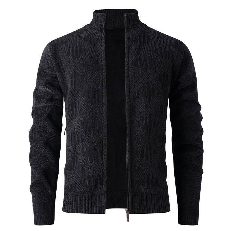 Elegant knitted jacket for men with structured design and high collar Lune London