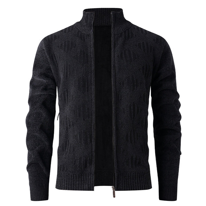 Elegant knitted jacket for men with structured design and high collar Lune London