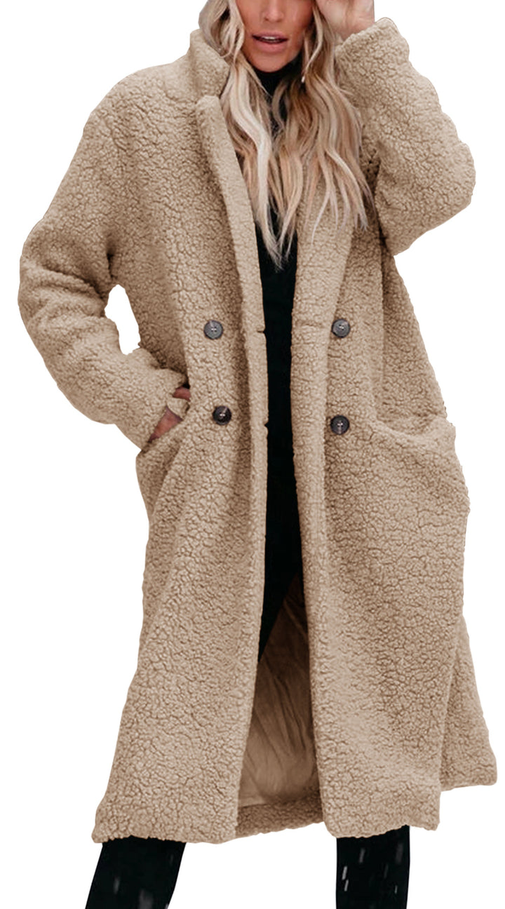 Ladies oversized teddy coat with button closure and practical pockets Lune London