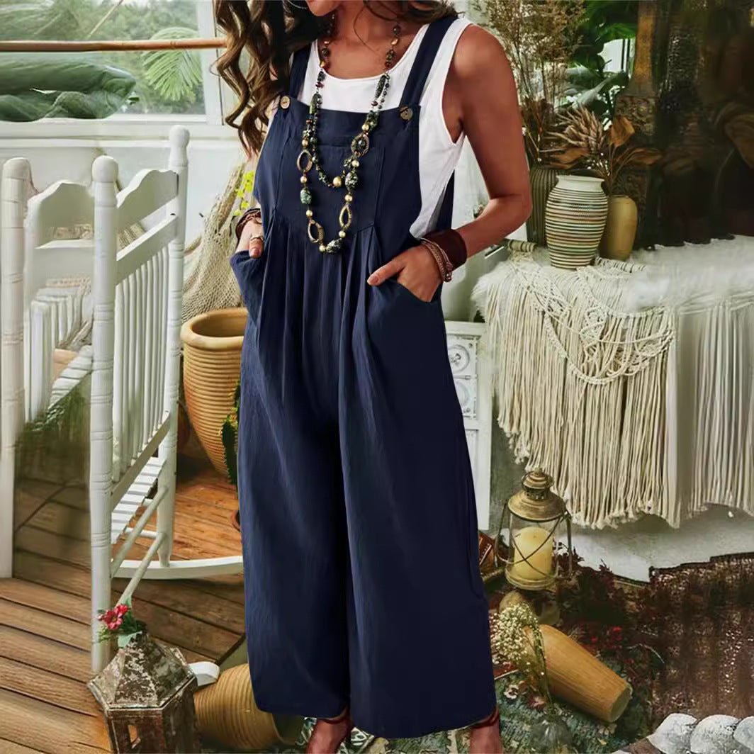 Ladies casual jumpsuit with wide legs and pockets Lune London