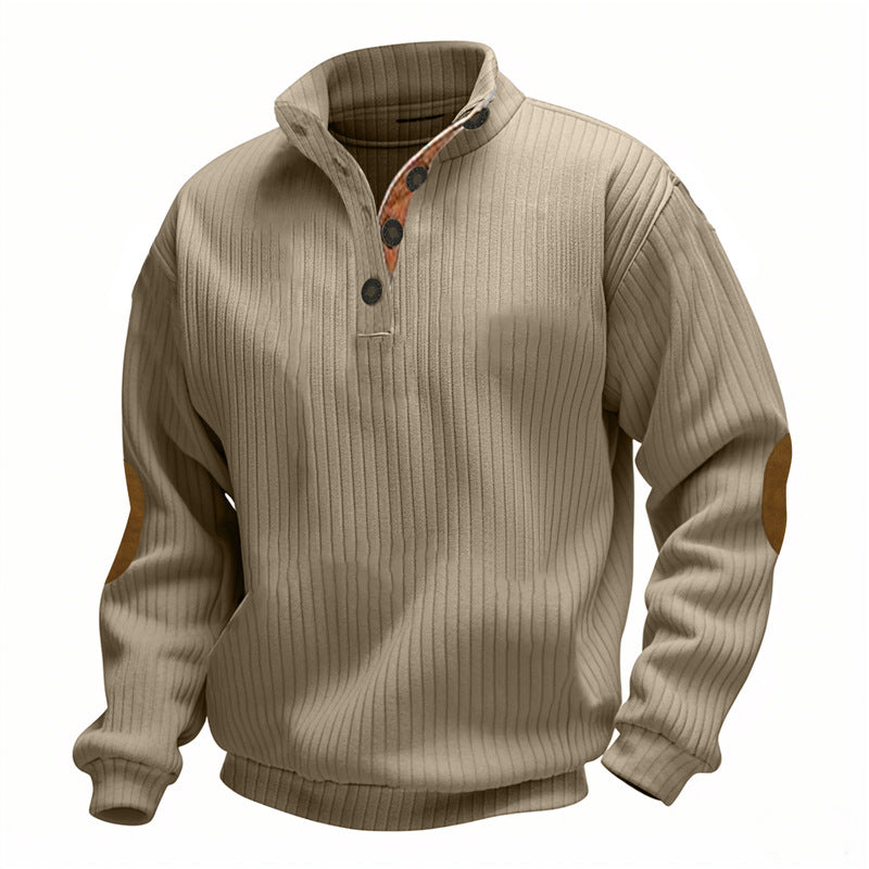 Casual knitted sweater for men with a fashionable collar and elbow patches Lune London