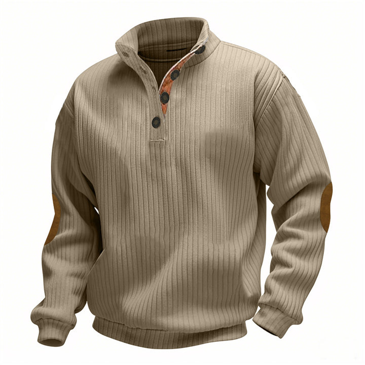 Casual knitted sweater for men with a fashionable collar and elbow patches Lune London