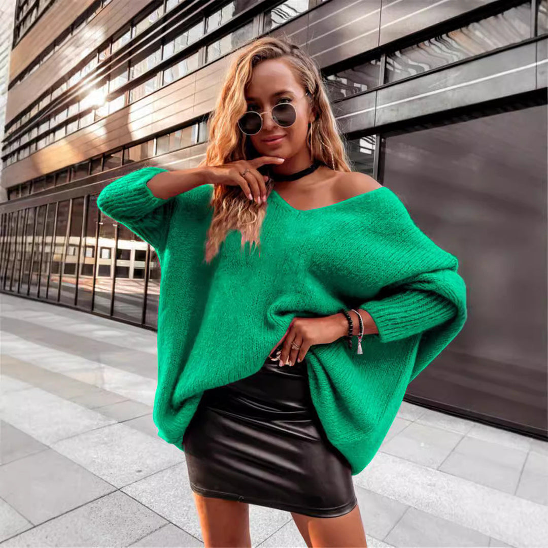 Women's Oversized Sweater with Wide Neck Lune London