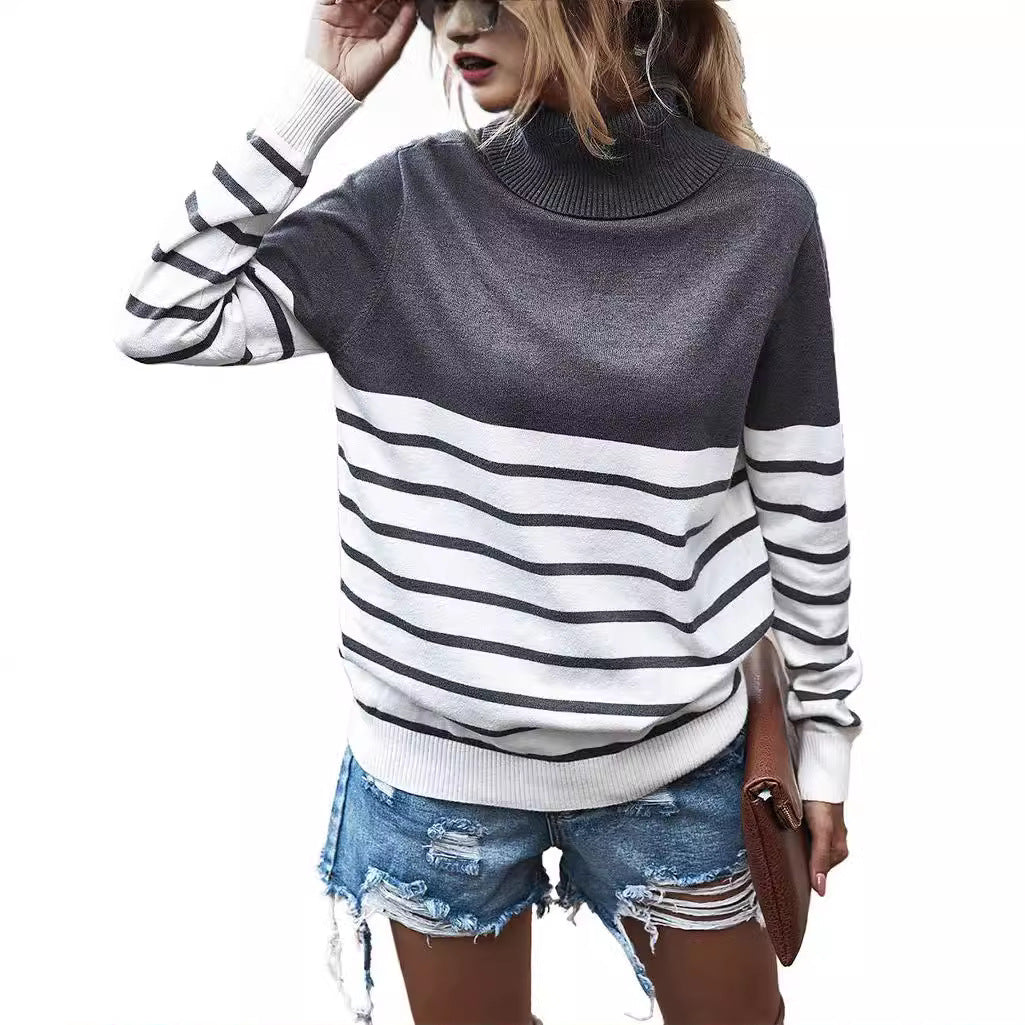 Comfortable turtleneck sweater for ladies with striped pattern Lune London