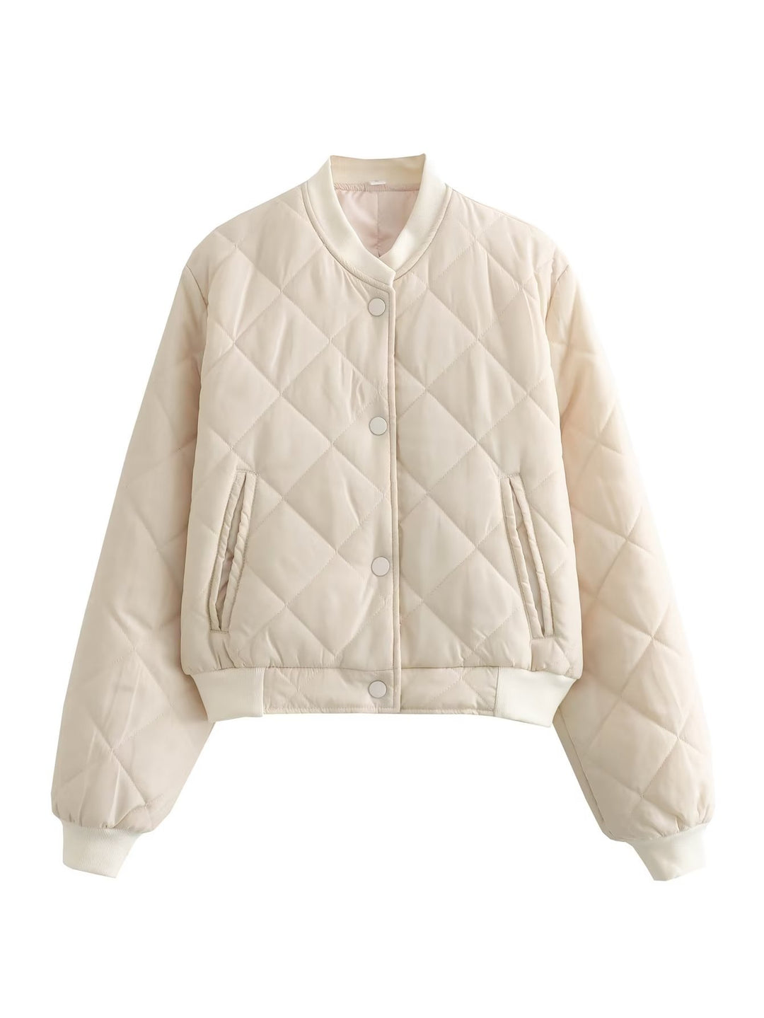 Ladies quilted transition jacket with modern cut and practical pockets Lune London