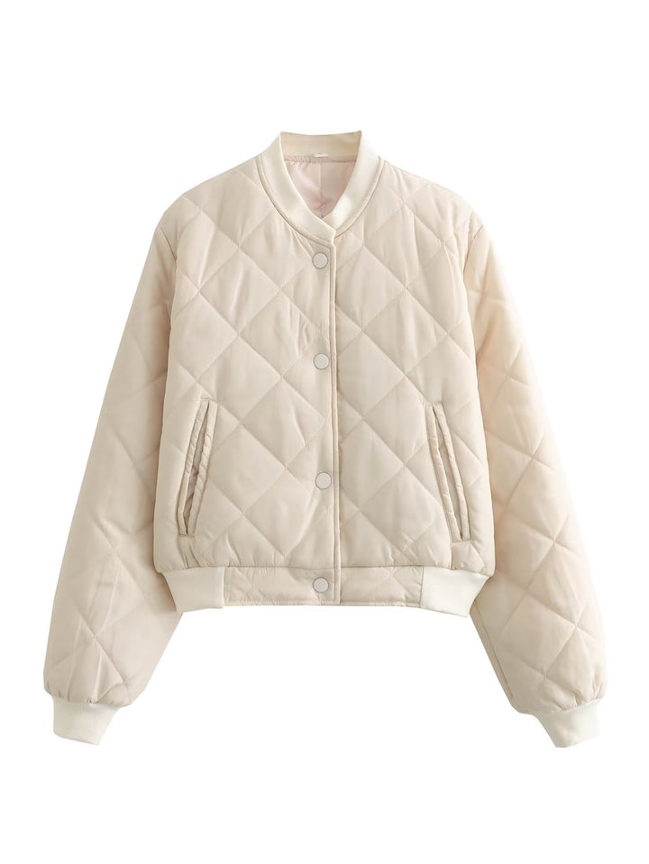 Ladies quilted transition jacket with modern cut and practical pockets Lune London