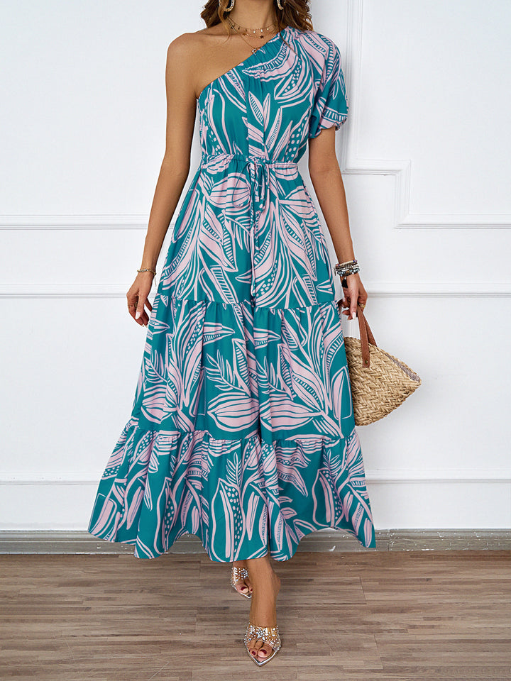 Summer maxi dress for women with asymmetric cut and floral pattern Chic & Stil