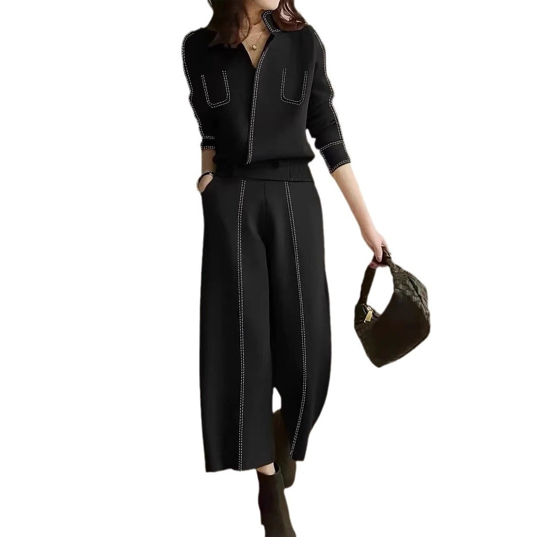 Elegant wide pants for women with decorative seams Lune London