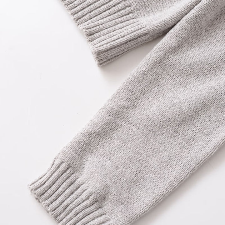 Fine knit jacket for women with continuous button placket and soft round collar Lune London