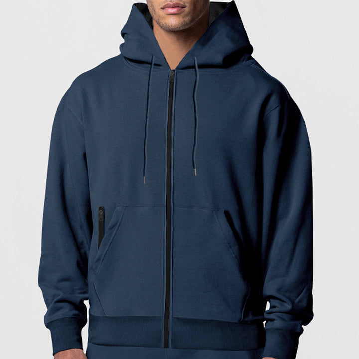 Men's sporty hoodie with innovative zip closure and practical side pockets Lune London