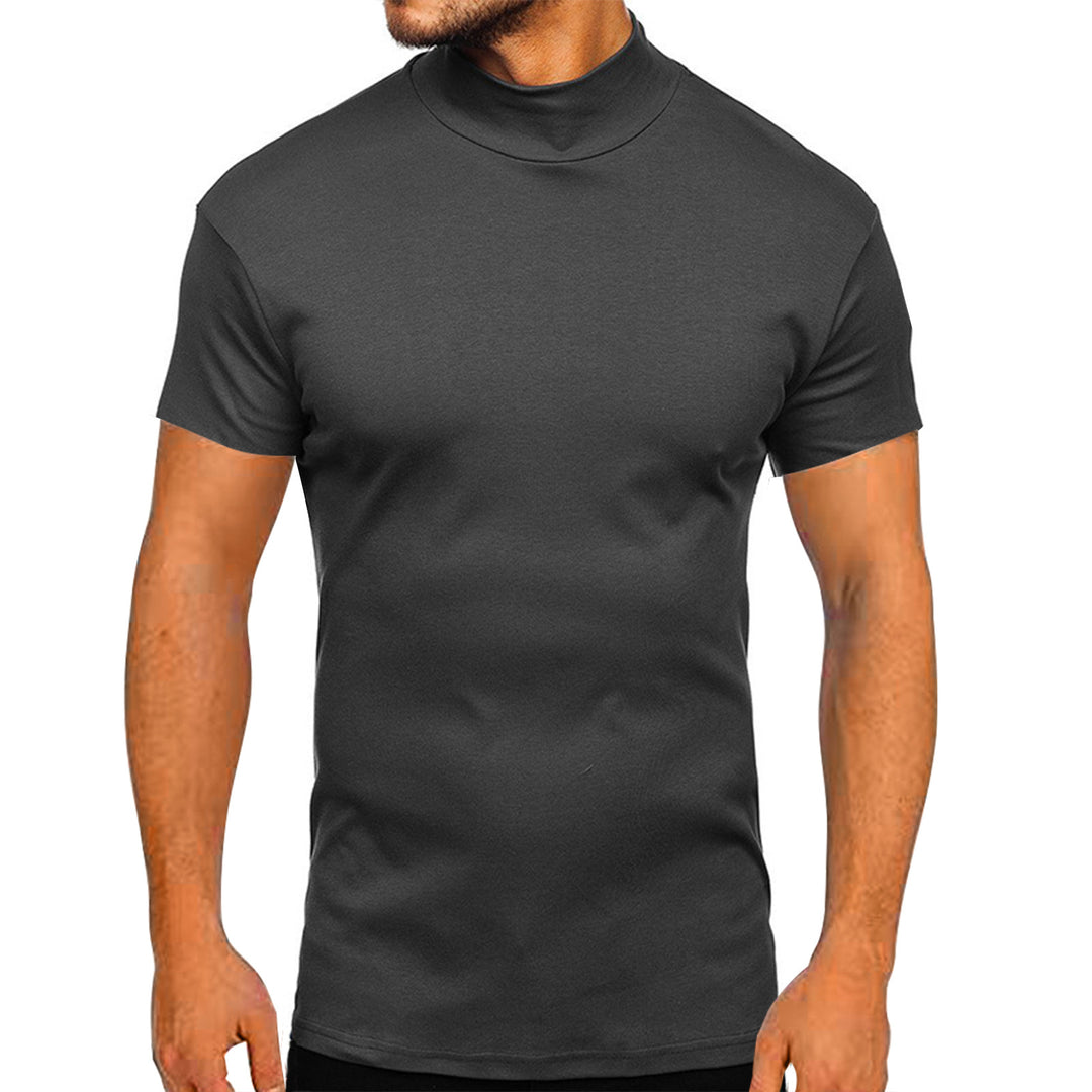 Modern short-sleeved men's t-shirt with high collar and textured design Lune London