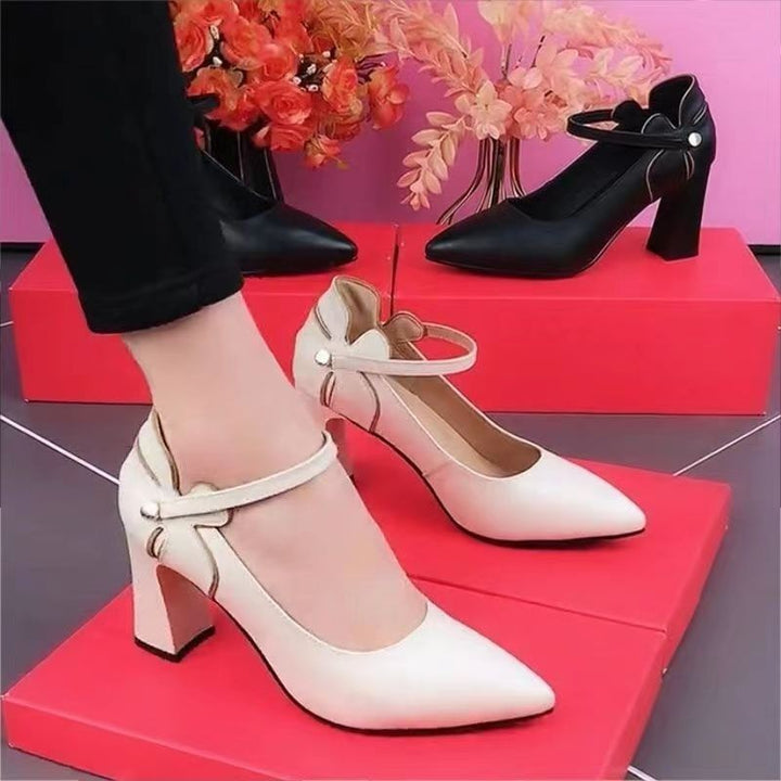 Elegant women ballerinas with heels and straps Lune London