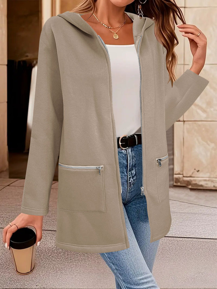 Long fashion jacket for women with zipper Lune London
