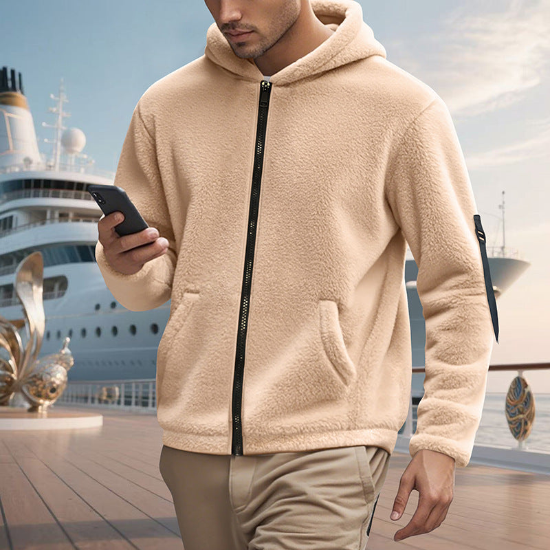 Men's fleece sweatshirt with shiny zipper and practical pockets Lune London