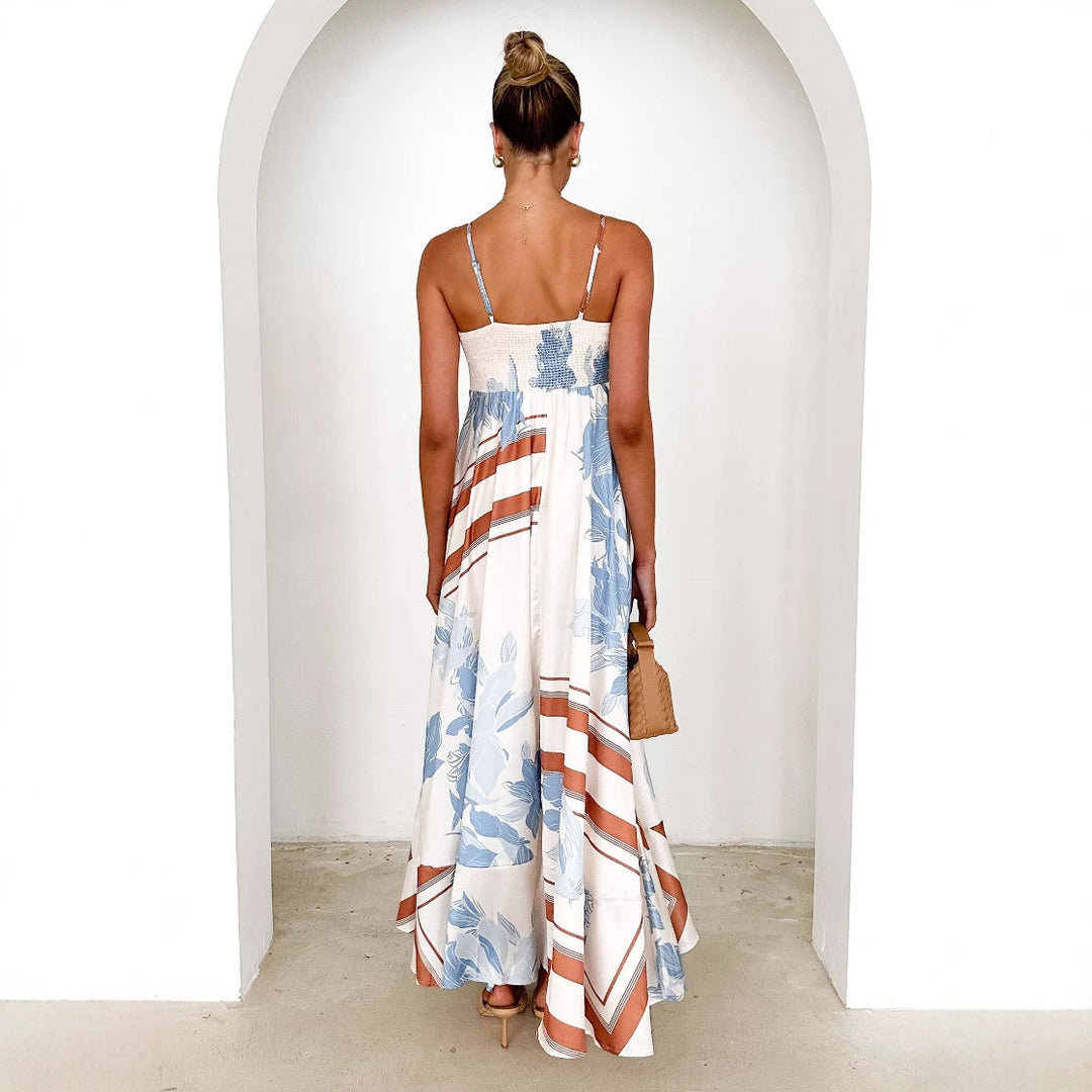 Maxi dress for women with elegant straps and floral accents Chic & Stil