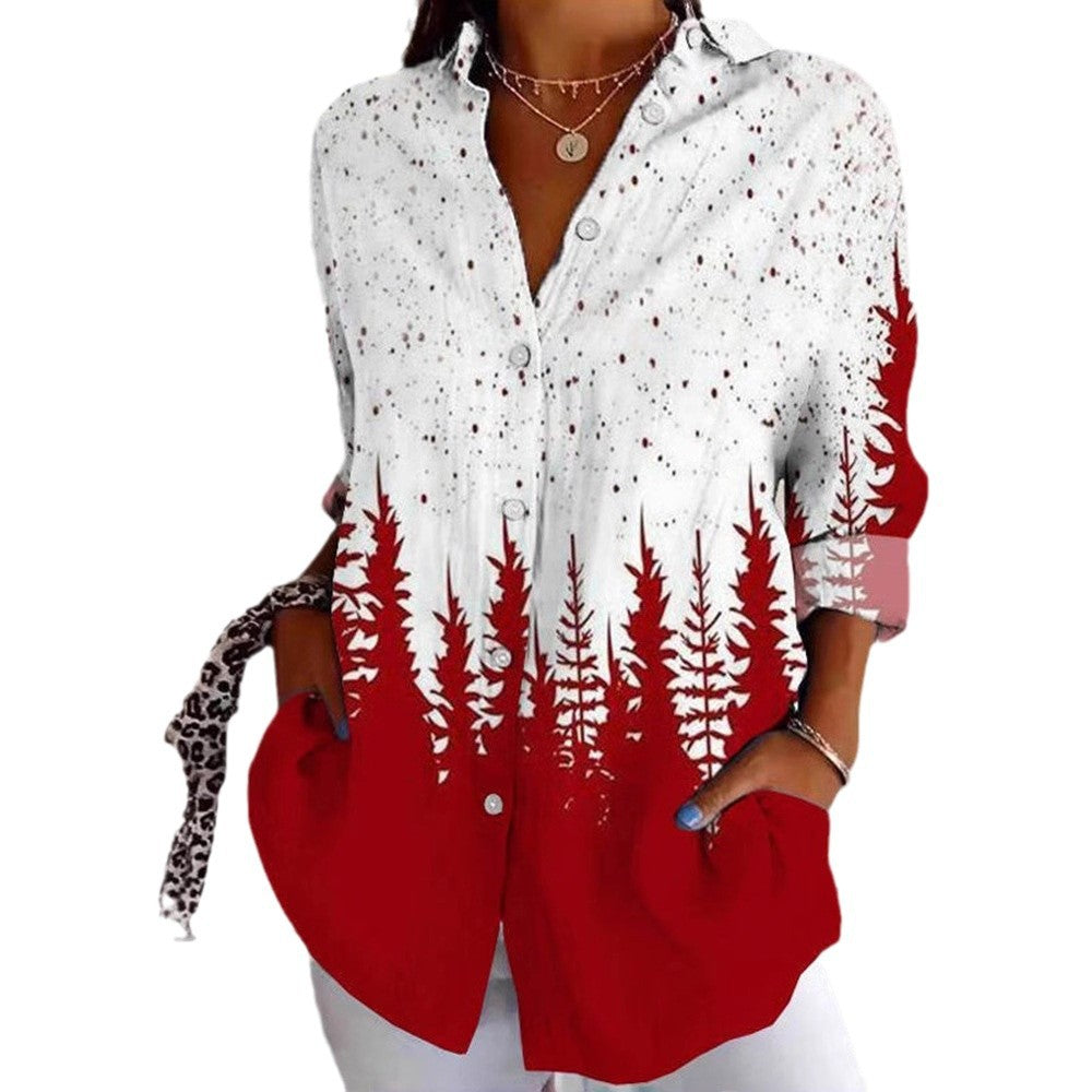 Blouse à manches longues pour femmes avec imprime graphique accrocheur Chic & Stil