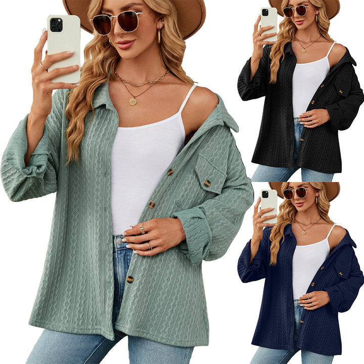 Oversized women's jacket shirt with textured pattern Lune London