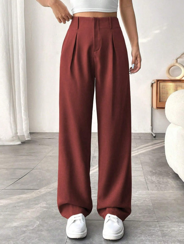 High-waisted wide trousers for women with pleats Lune London
