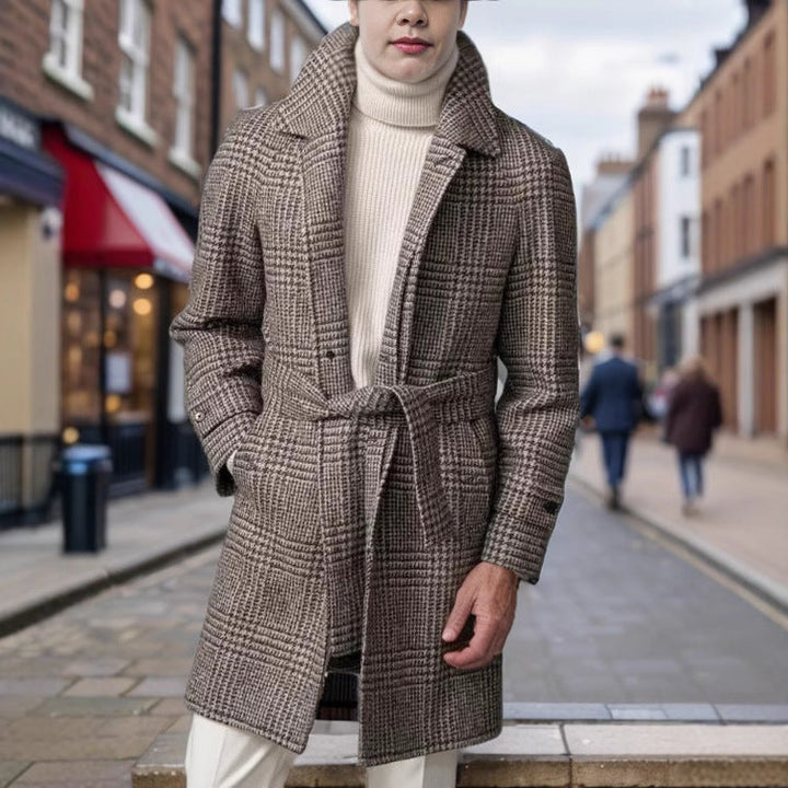 Men's Classic Checked Wool Coat Lune London