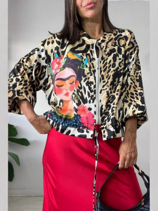 Women’s bomber jacket with animal print and elastic edges Lune London