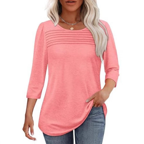 Women's Long Sleeve Shirt with Pleat Details Chic & Stil