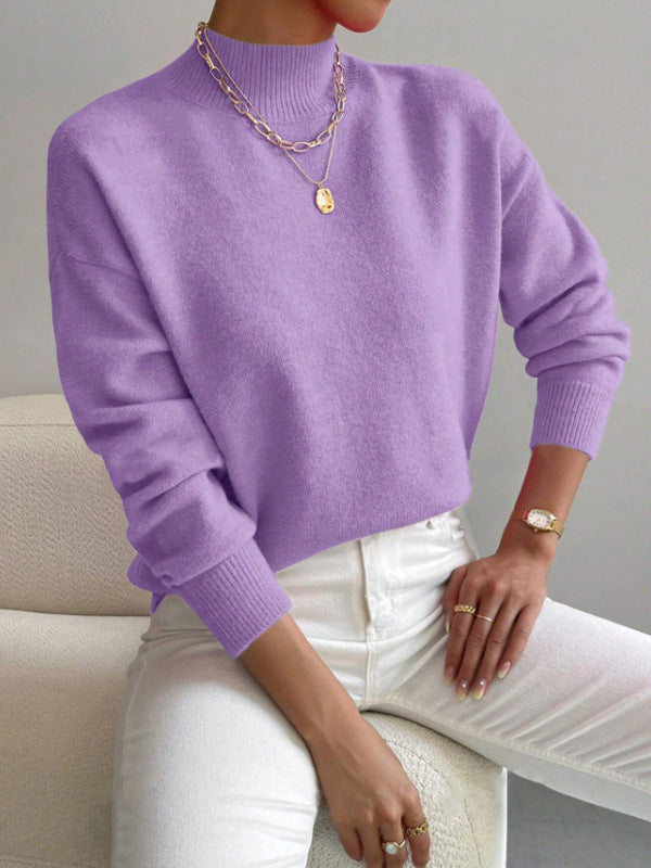 Sweater pour femmes avec col montant et matériau doux Chic & Stil