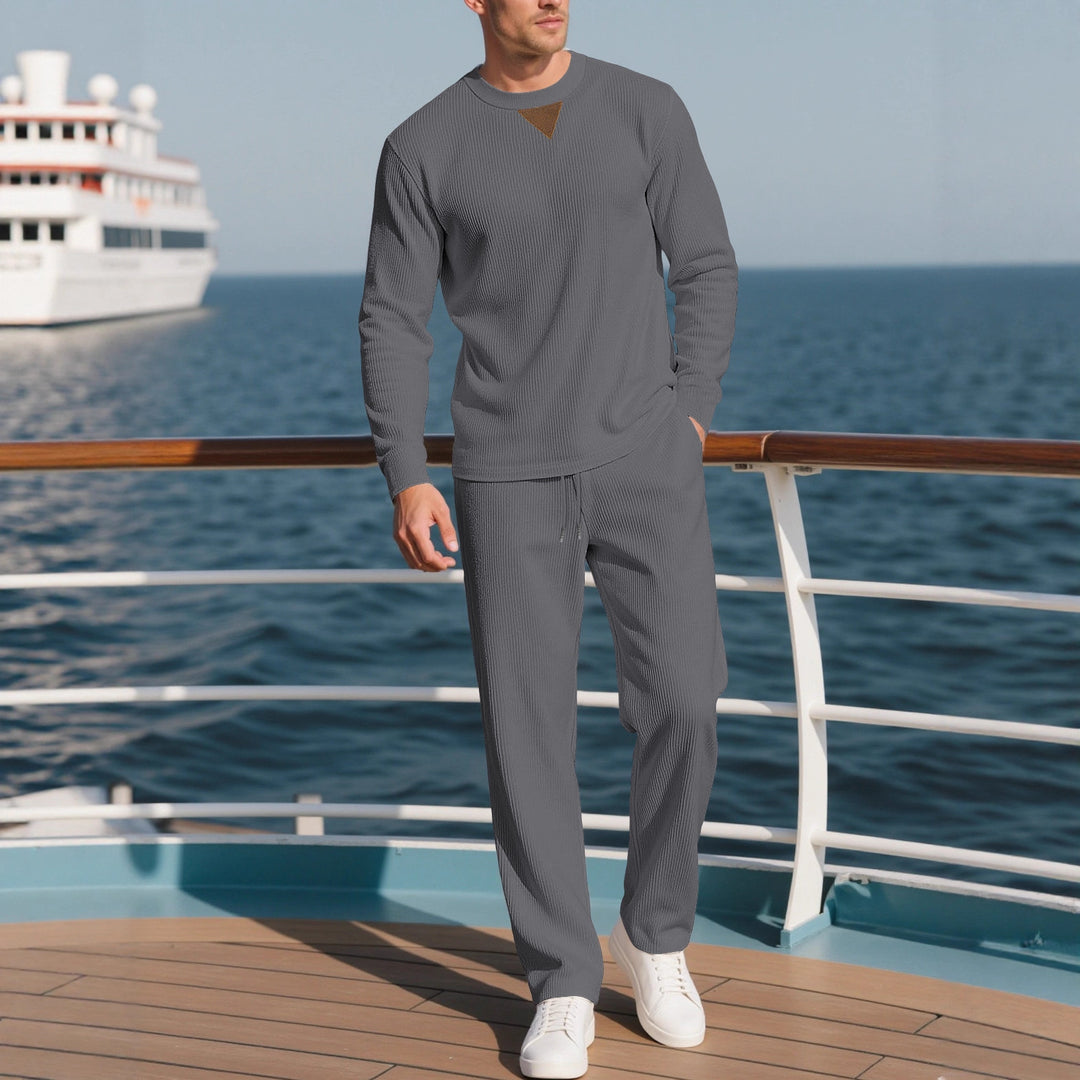Men's long sleeve casual set with textured fabric and stylish accents Lune London