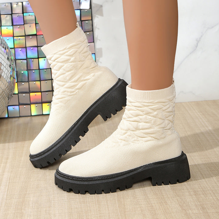 Fashion boots for ladies with textured upper and non-slip sole Lune London