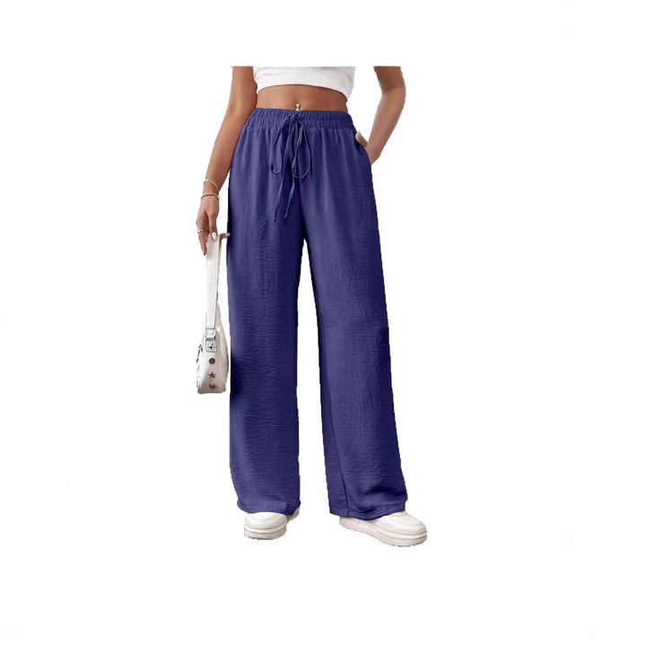 Pantalons larges en chiffon pour femmes avec taille élastique et cordon de serrage Chic & Stil