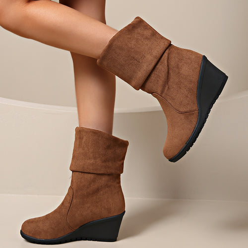 Wedge heel ankle boots for women in soft suede Lune London