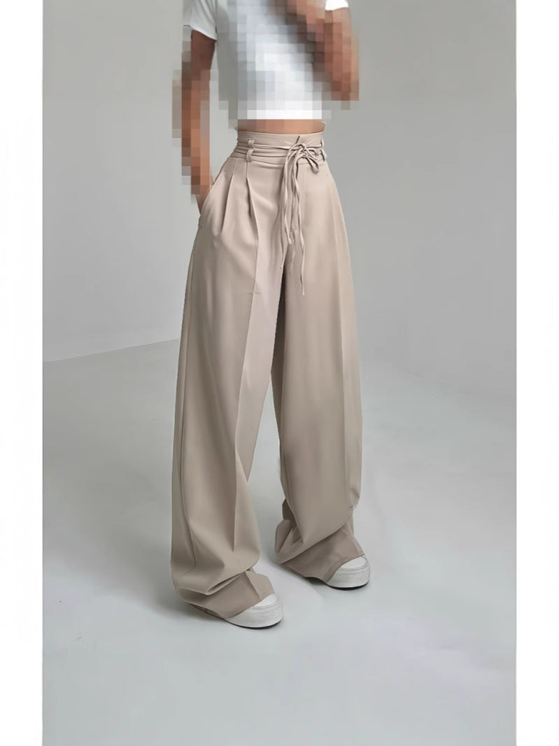Loose chino pants for women with high waist and adjustable drawstring Lune London