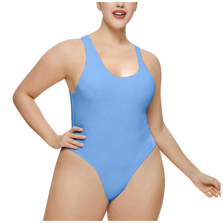 Ladies High Neck Ribbed Swimsuit Lune London