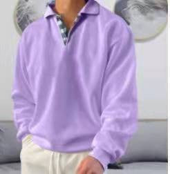 Long sleeve polo shirt for men with an elegant V neck and stylish contrasting details Lune London