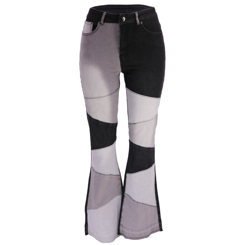 Flared jeans for women with elegant patchwork design Lune London