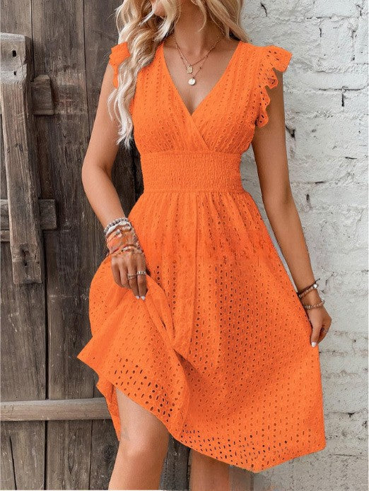 Summer Ruffle Dress for Women with Waffle Texture Lune London