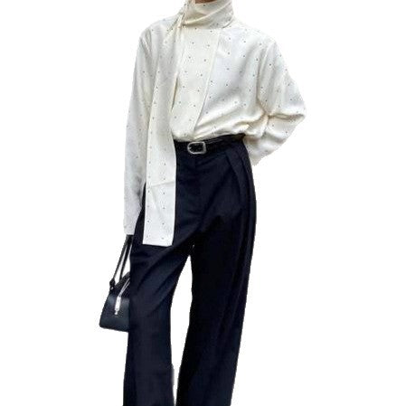 Elegant shirt for women with decorative belt and polka dots Lune London