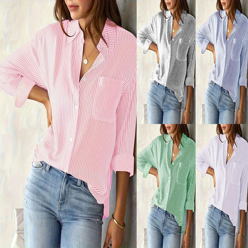 Women's modern striped pattern blouse with a comfortable fit Lune London