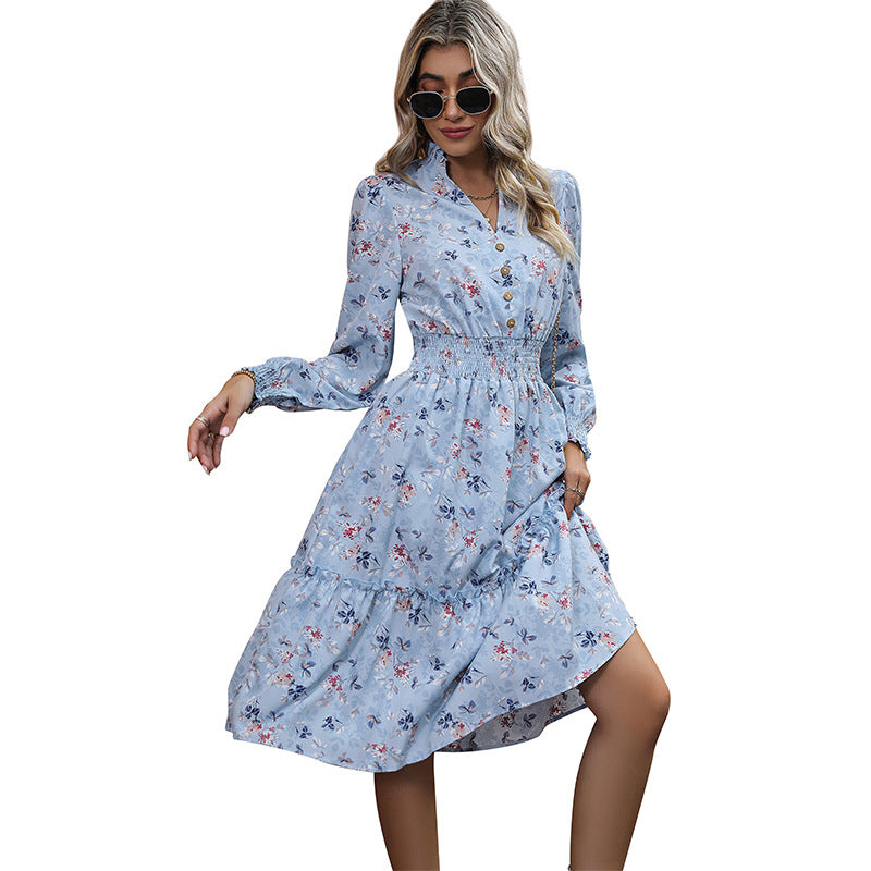 Midi dress for women with floral accents and gathered details Lune London