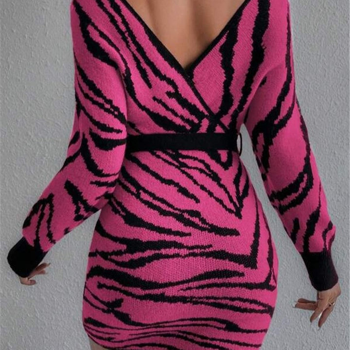 Knit dress for women with trendy zebra pattern Lune London