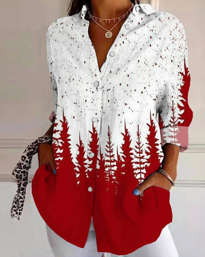 Blouse à manches longues pour femmes avec imprime graphique accrocheur Chic & Stil