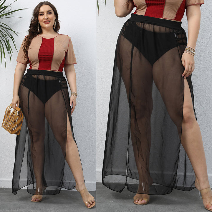Ladies Elegant Transparent Maxi Skirt Lune London