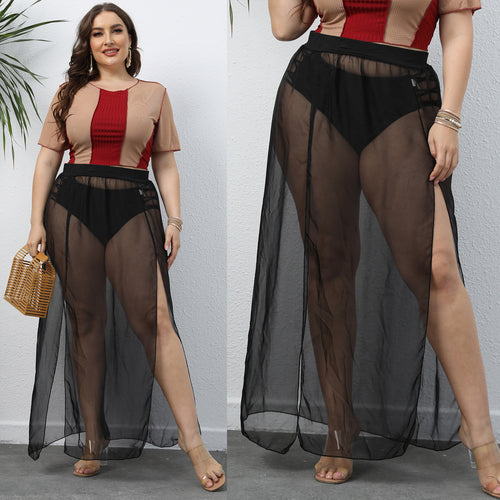 Ladies Elegant Transparent Maxi Skirt Lune London